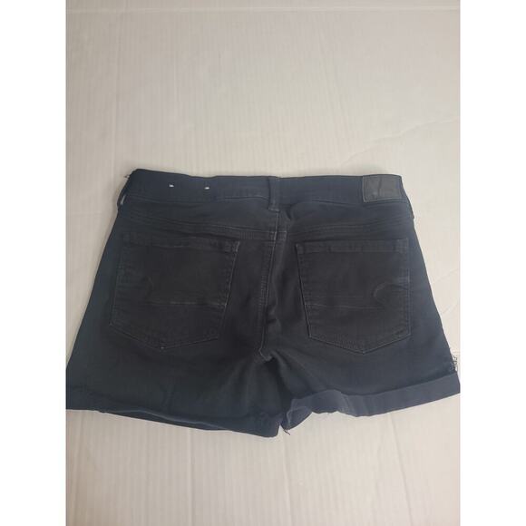 AMERICAN EAGLE Midi Jean Shorts Womens SZ 8 Stretch Festival Beachy Summer Black - Picture 5 of 6
